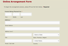 The Online Arrangement Form